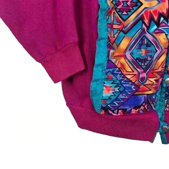 Vintage Size XL Quilted Hanes Her Way Ugly Sweater Sweatshirt Button Cardigan - Picture 2 of 12